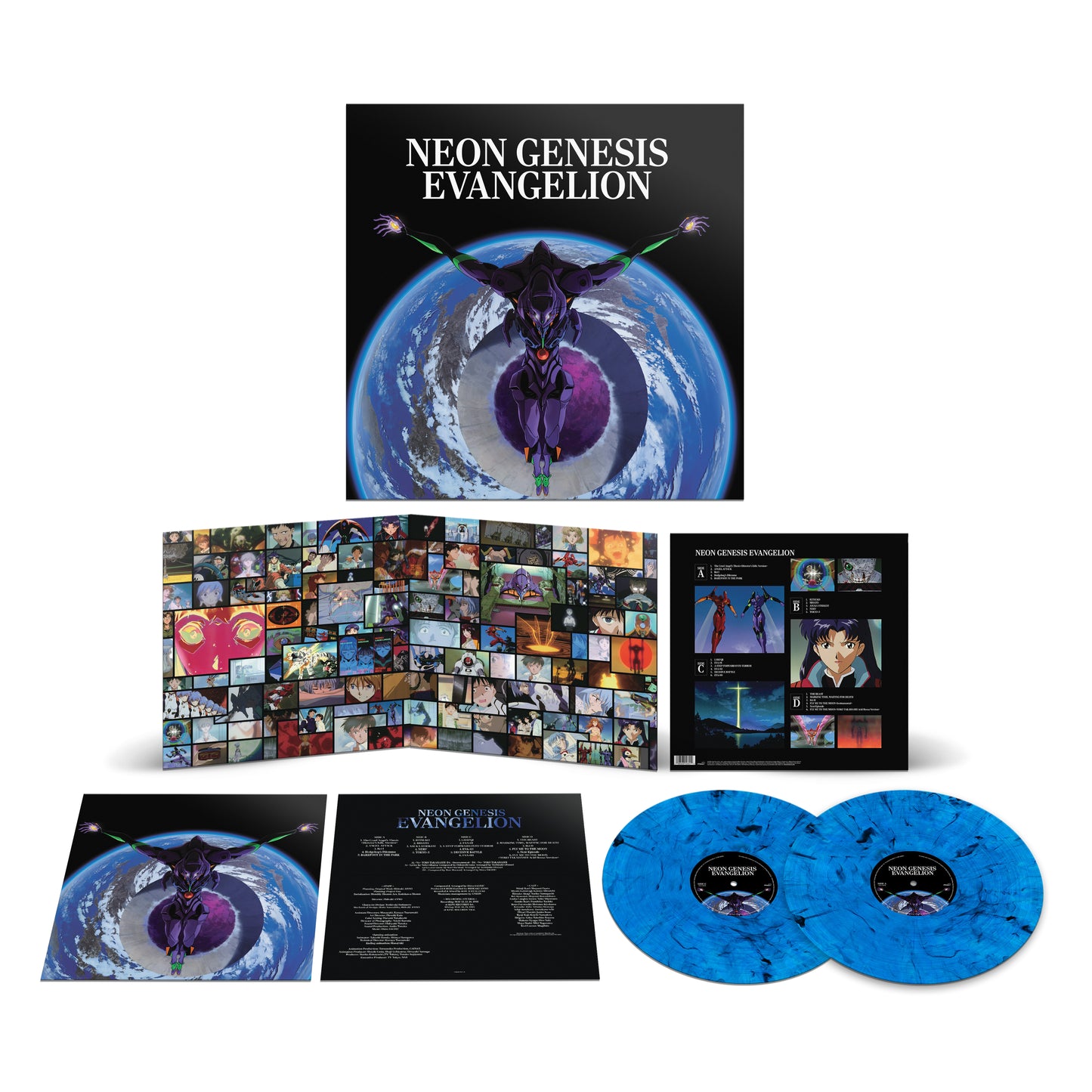 Neon Genesis Evangelion Original Series Soundtrack - 2 x 12"  blue & black marbled vinyl LP
